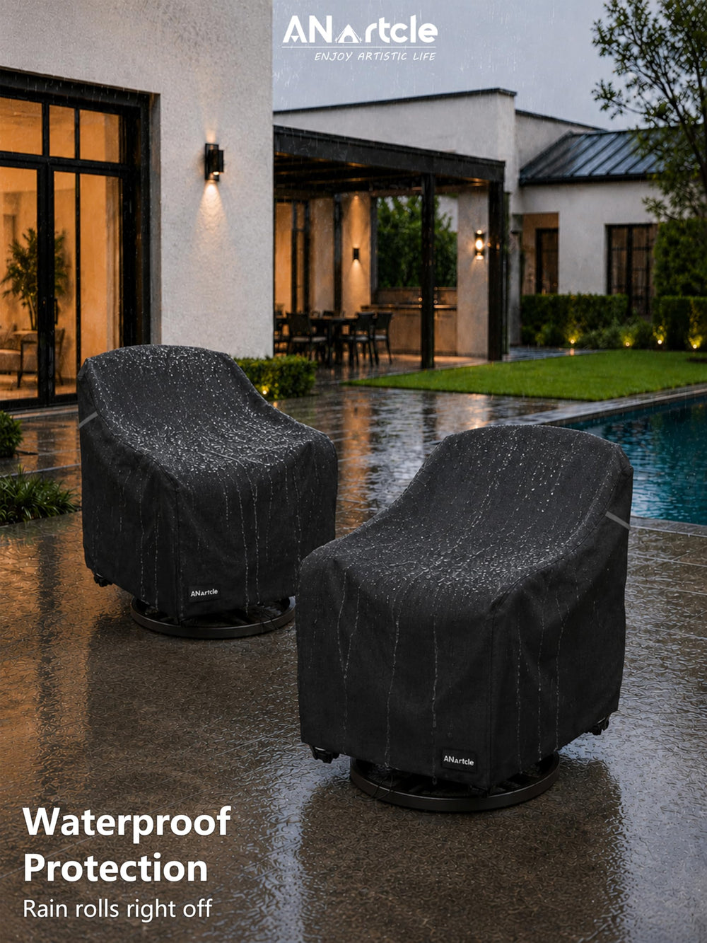 ANartcle swivel patio chair cover showing air vents