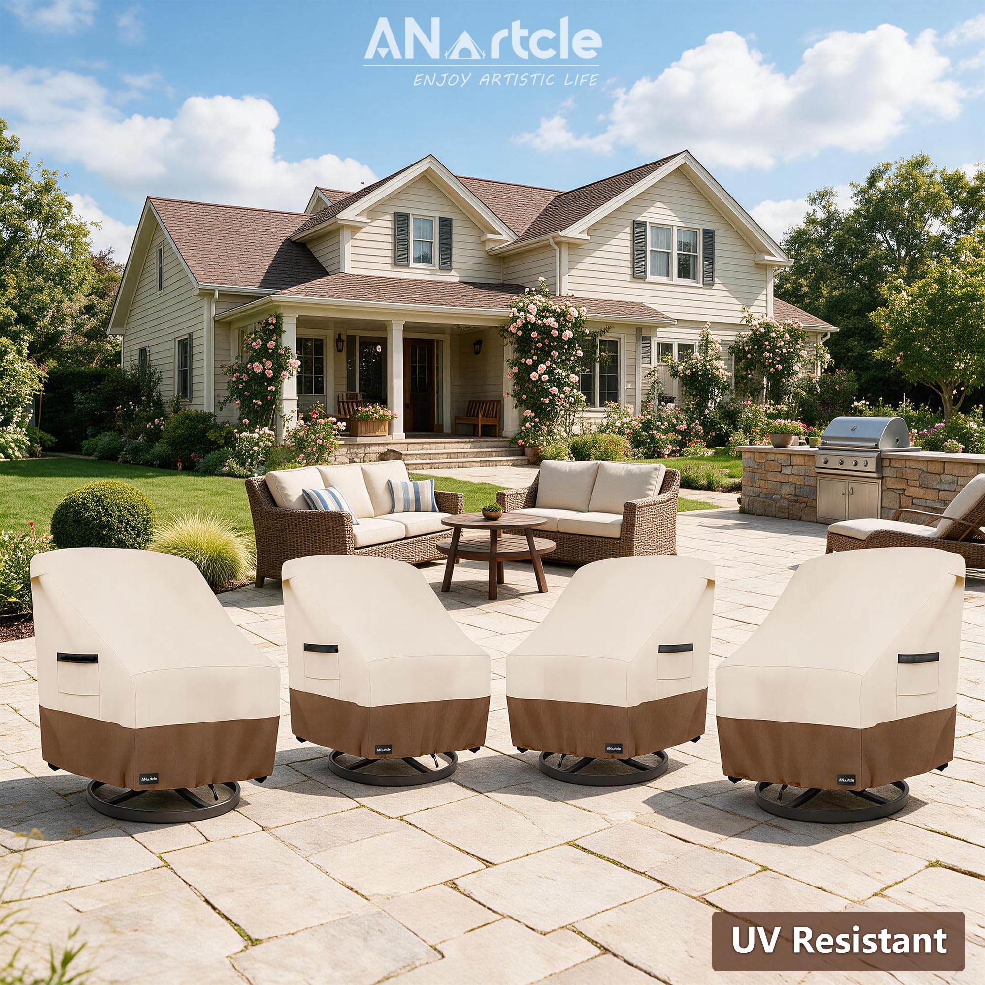 ANartcle Swivel Patio Chair Cover with air vents for condensation reduction