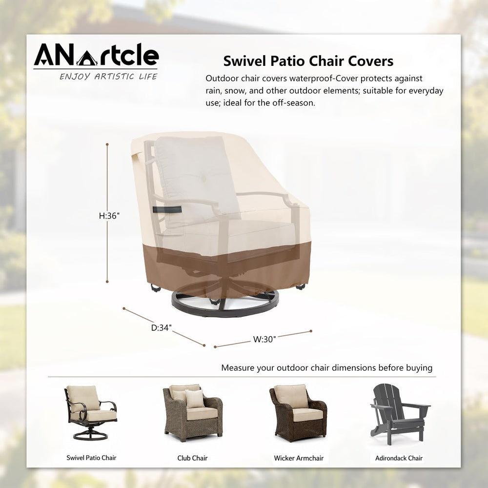 ANartcle Swivel Patio Chair Cover with padded handles for easy fitting