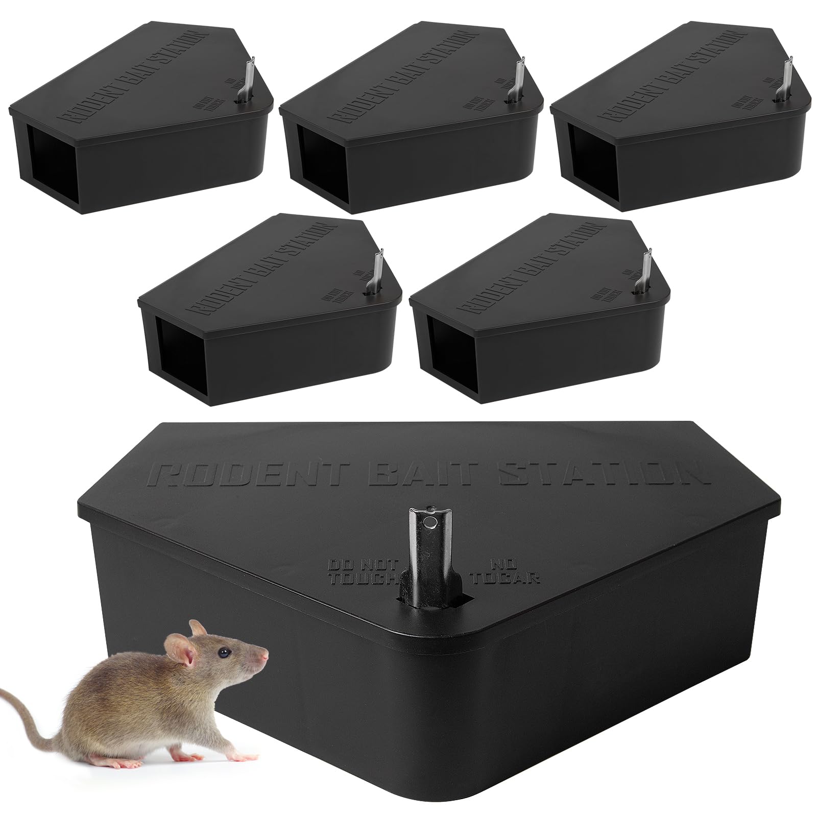 Anblak 6 Pack Rat Station Box front view, black plastic