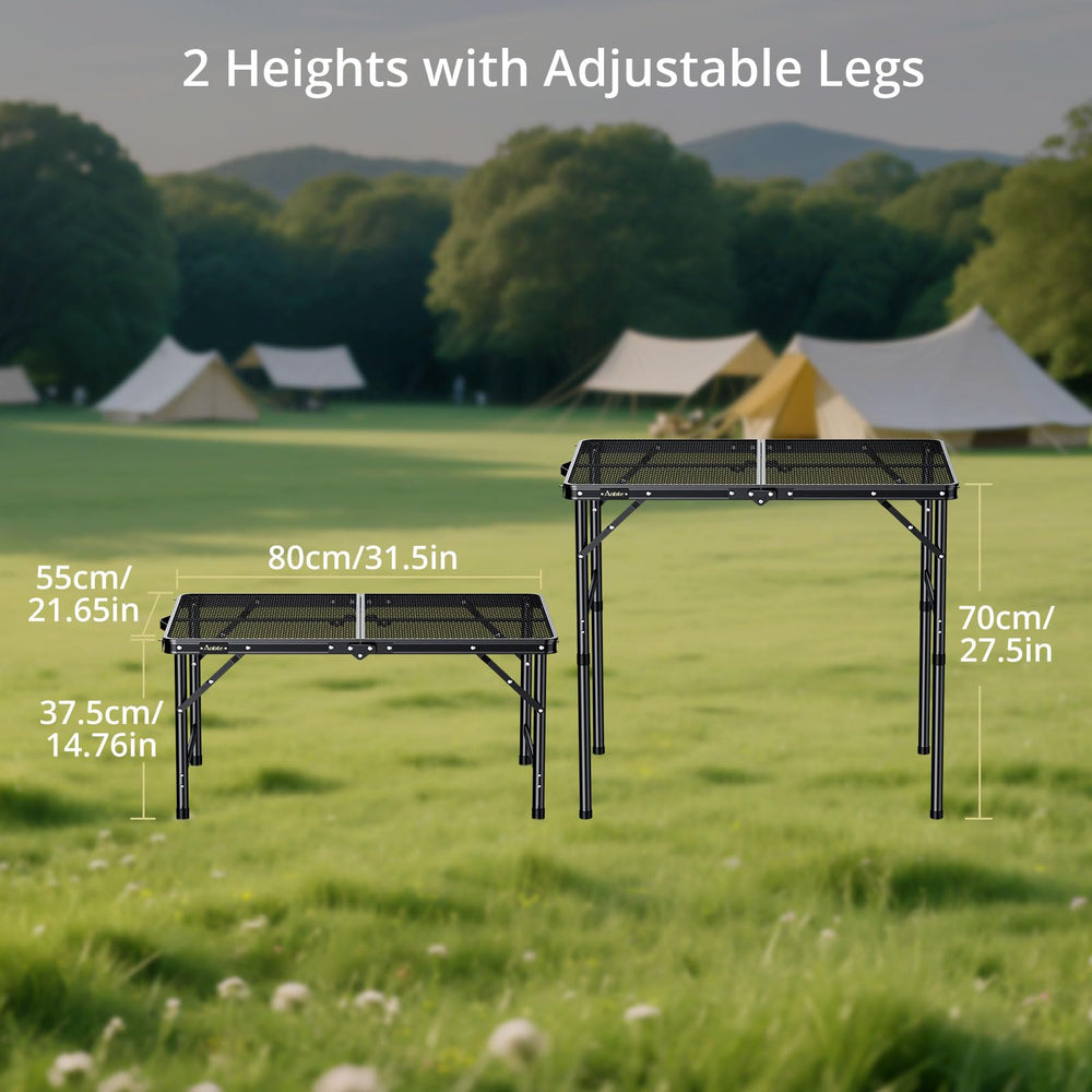 Anbte adjustable height camping table set up outdoors