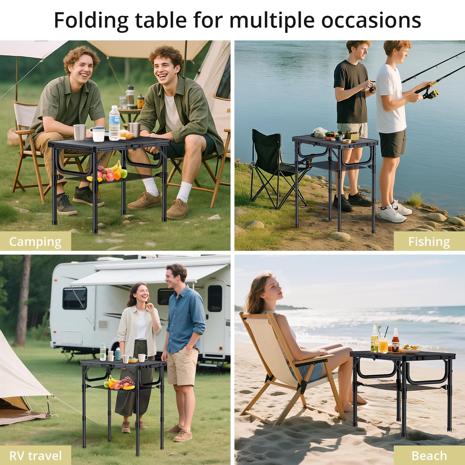 Anbte camping table set up for a picnic outdoors