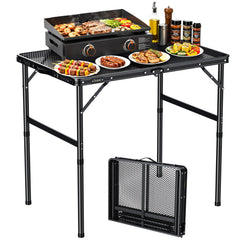 Anbte Folding Camping Grill Table front view in black