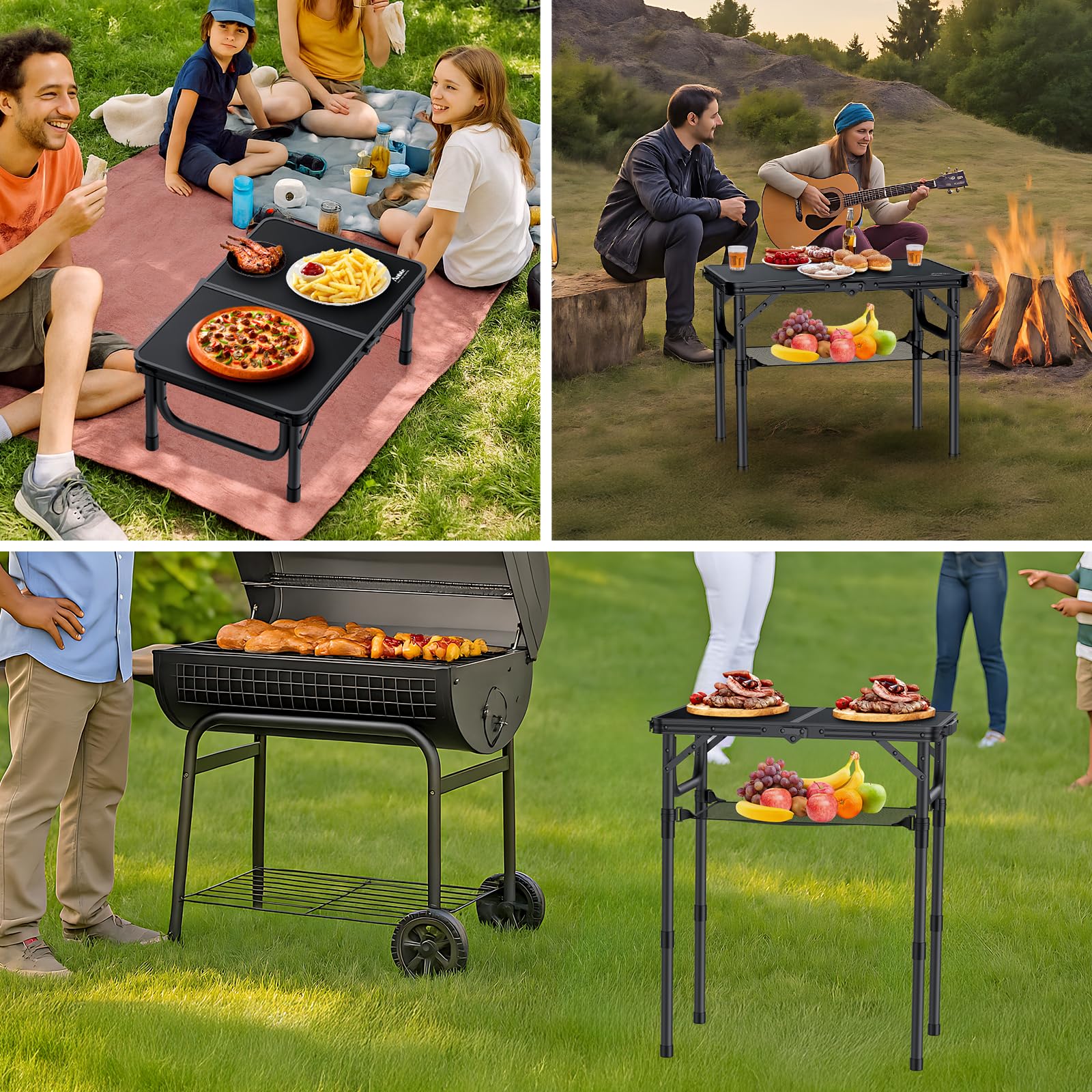 Anbte Folding Camping Table in use at a barbecue