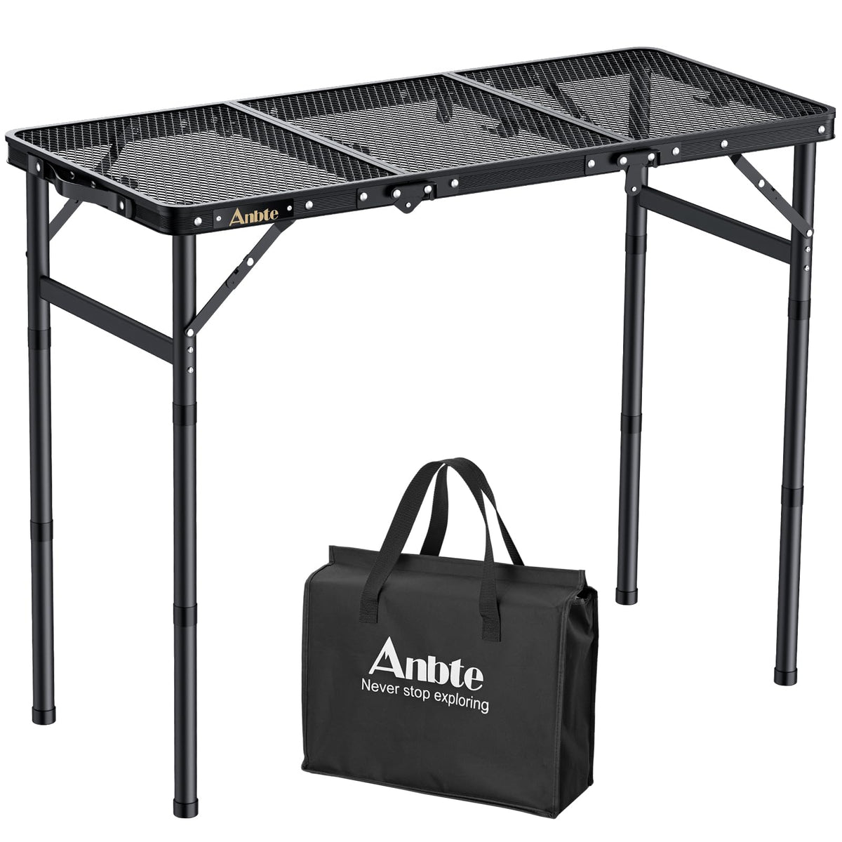 Anbte Folding Grill Table adjustable height black model front view