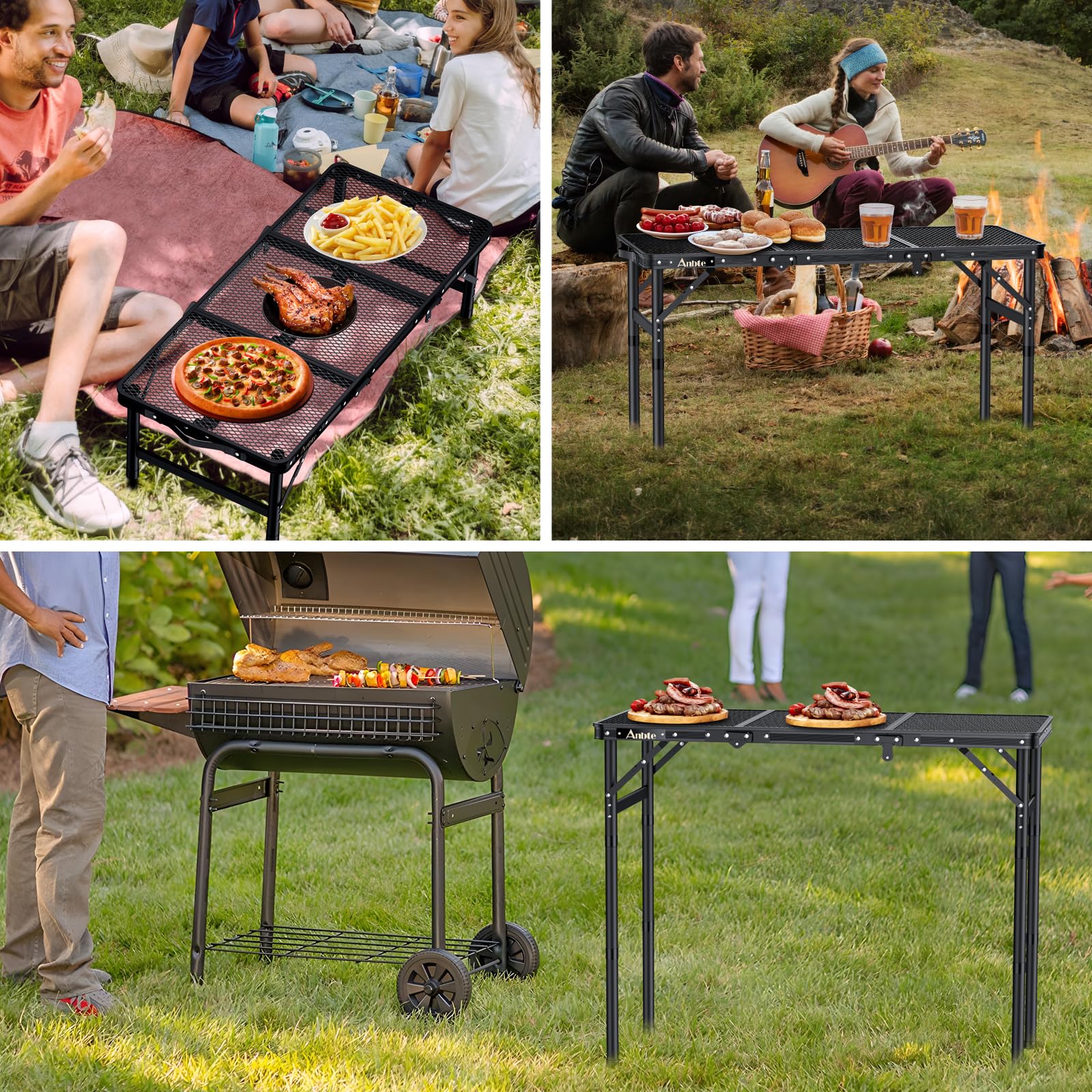 Anbte Folding Grill Table in outdoor camping setting
