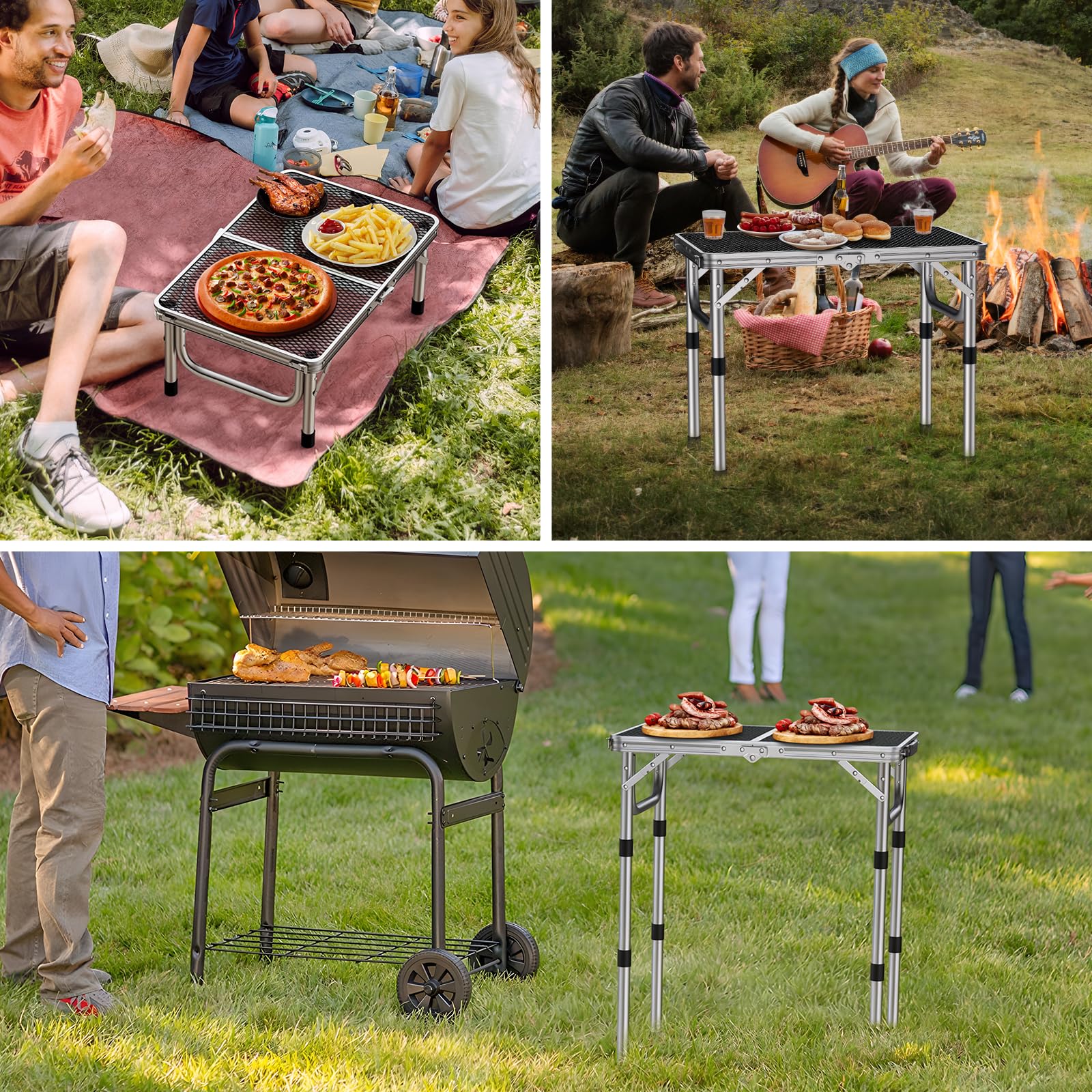 Anbte Folding Grill Table with extension legs installed
