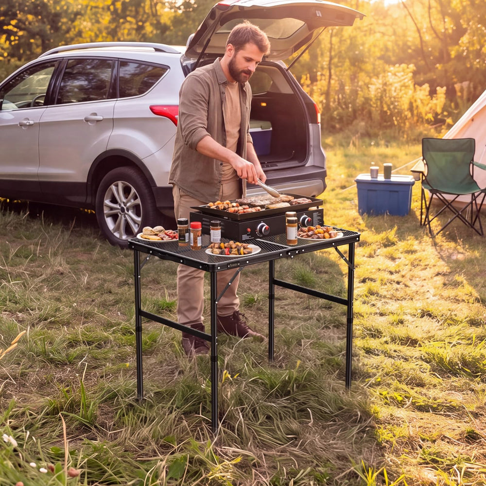 Anbte portable grill table with carrying handles