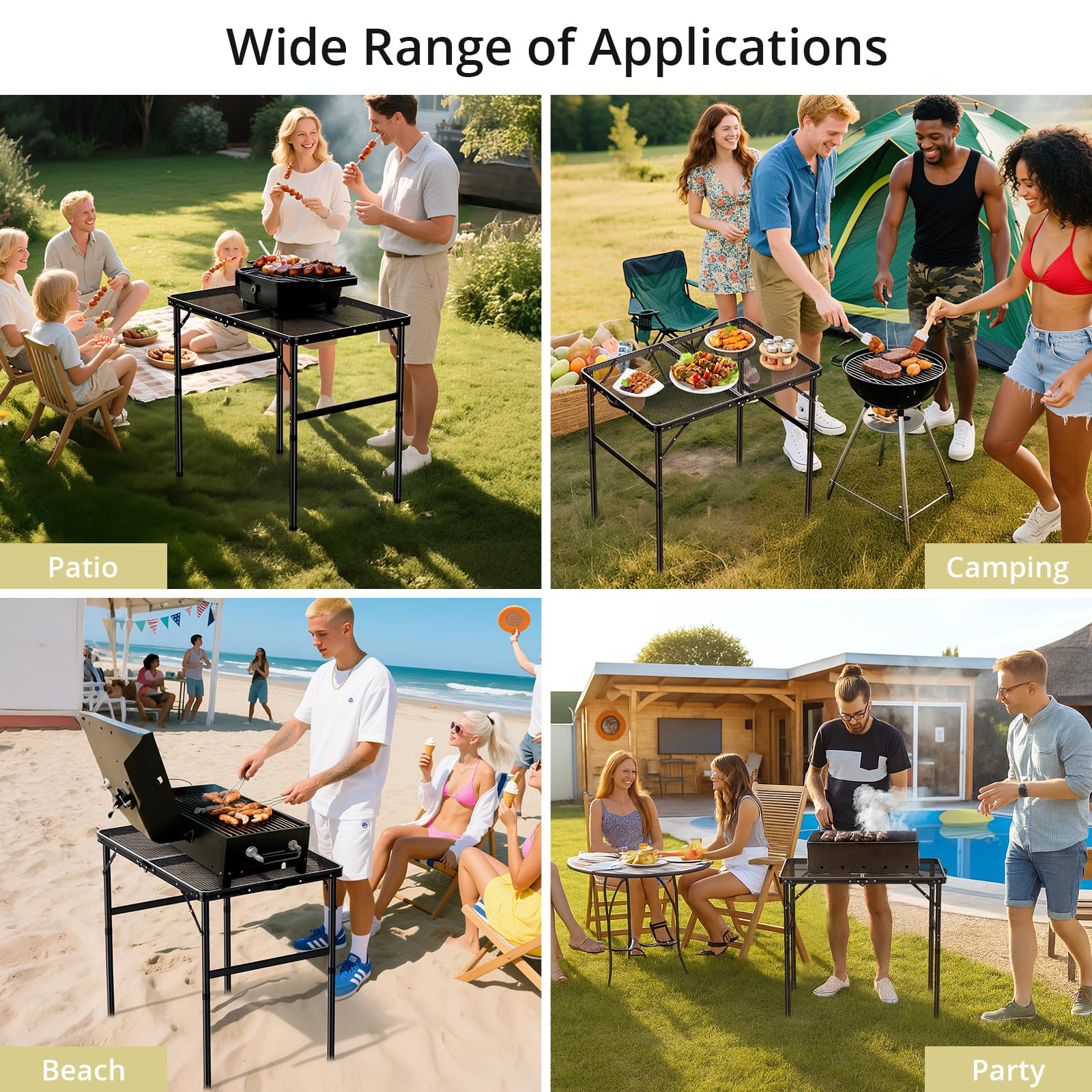 Anbte table used for a picnic setup with food