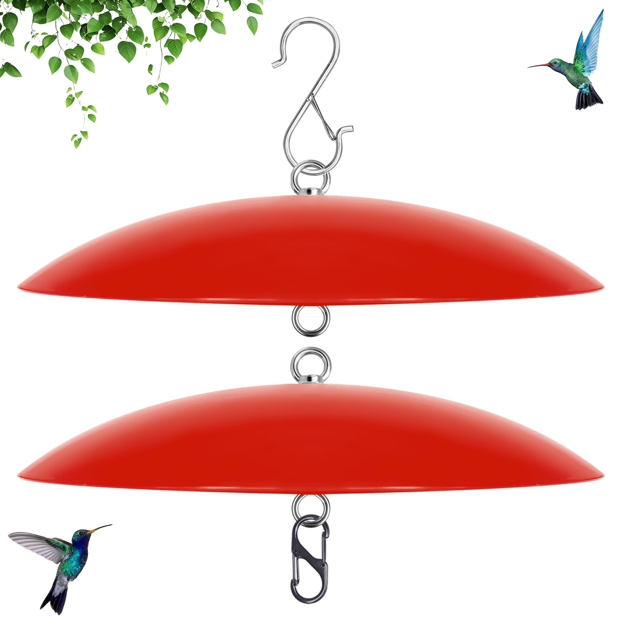 andergi 12 Inch Hummingbird Feeder Dome Cover front view, red
