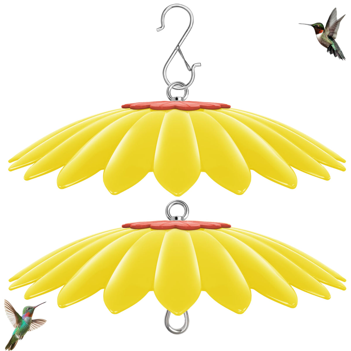 andergi 13.5-inch bird feeder rain guard in yellow, front view