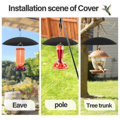 andergi Bird Feeder Rain Guard black dome cover side view