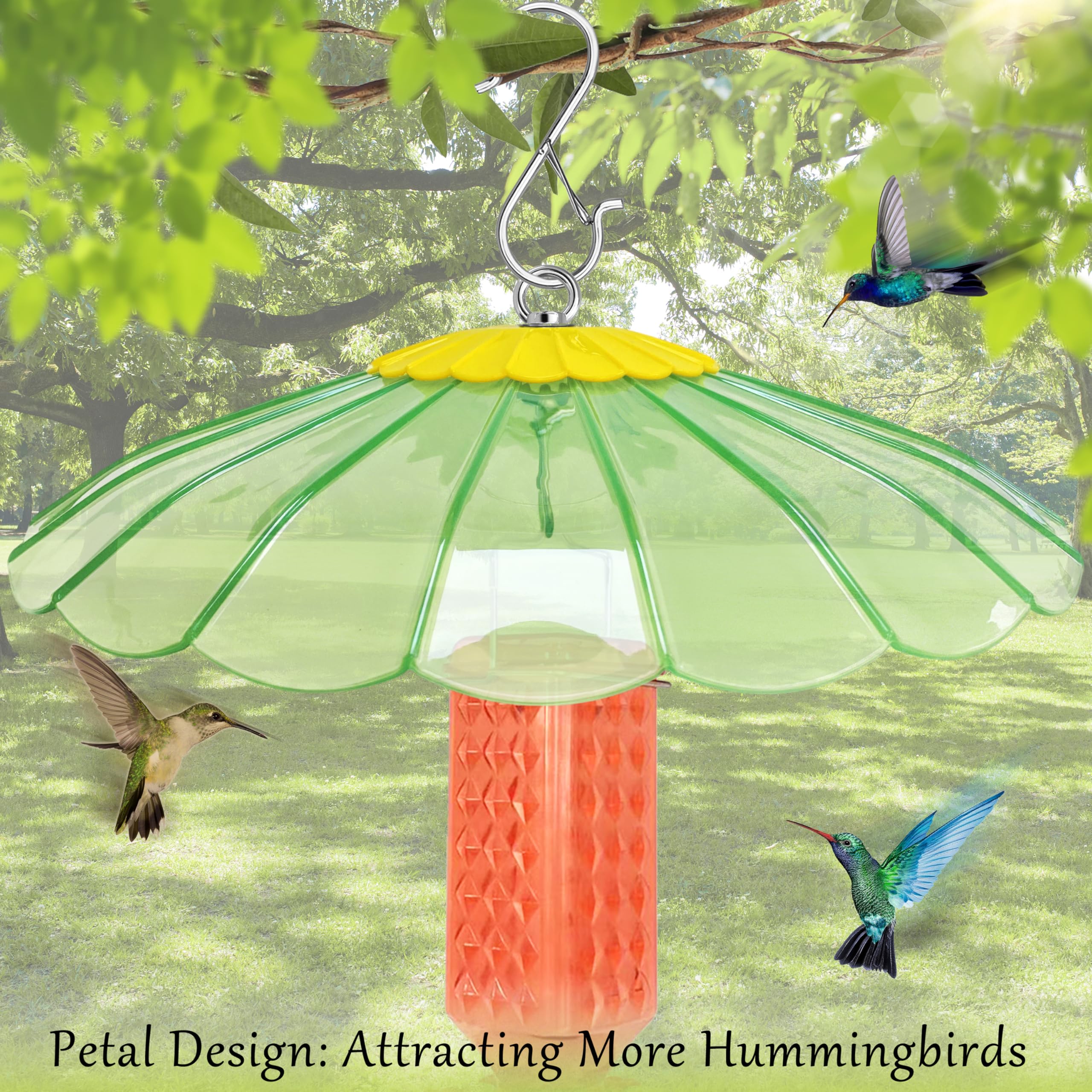 andergi Hummingbird Feeder Shade Dome Cover installed on a feeder outdoors