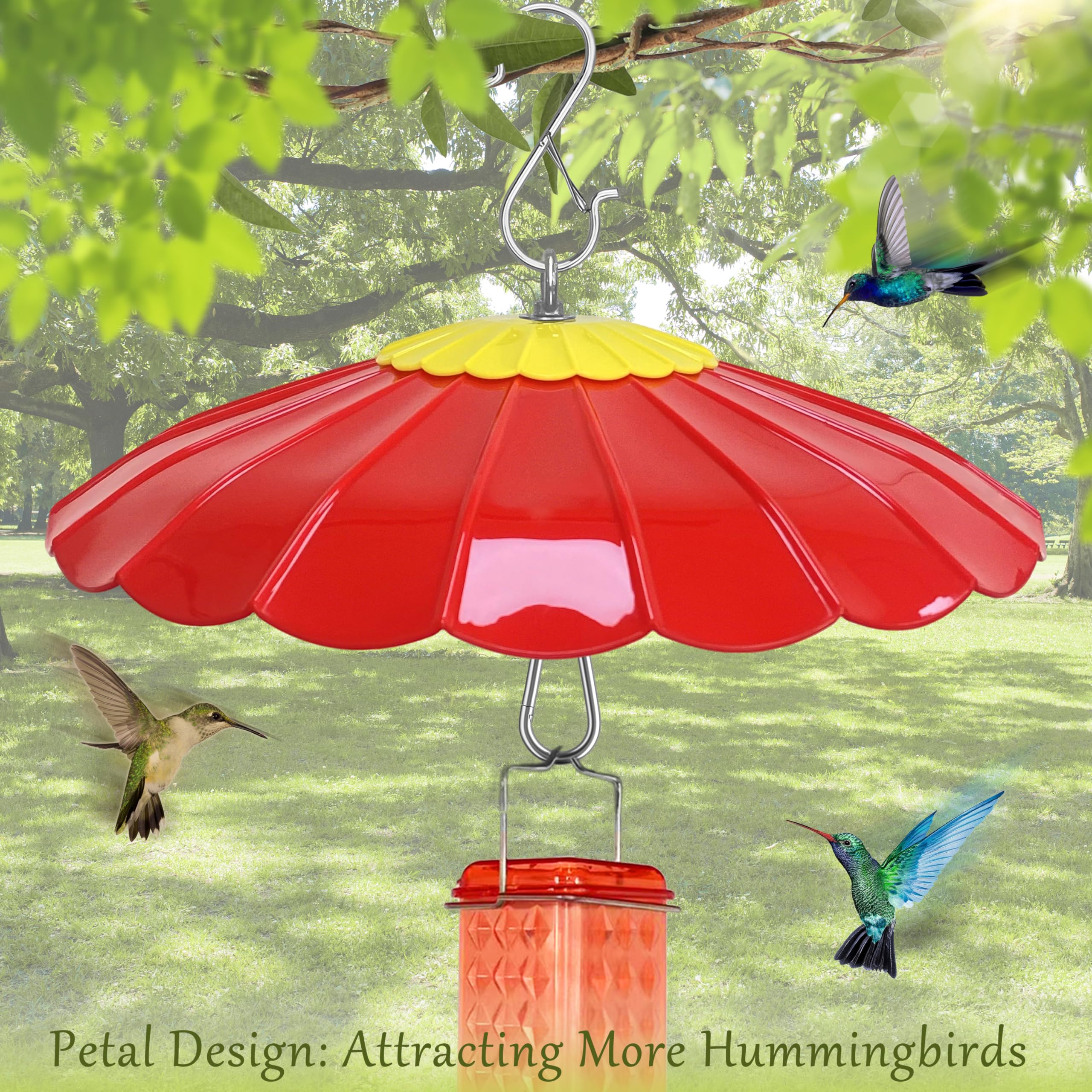 andergi red shade dome cover protecting bird feeder from rain