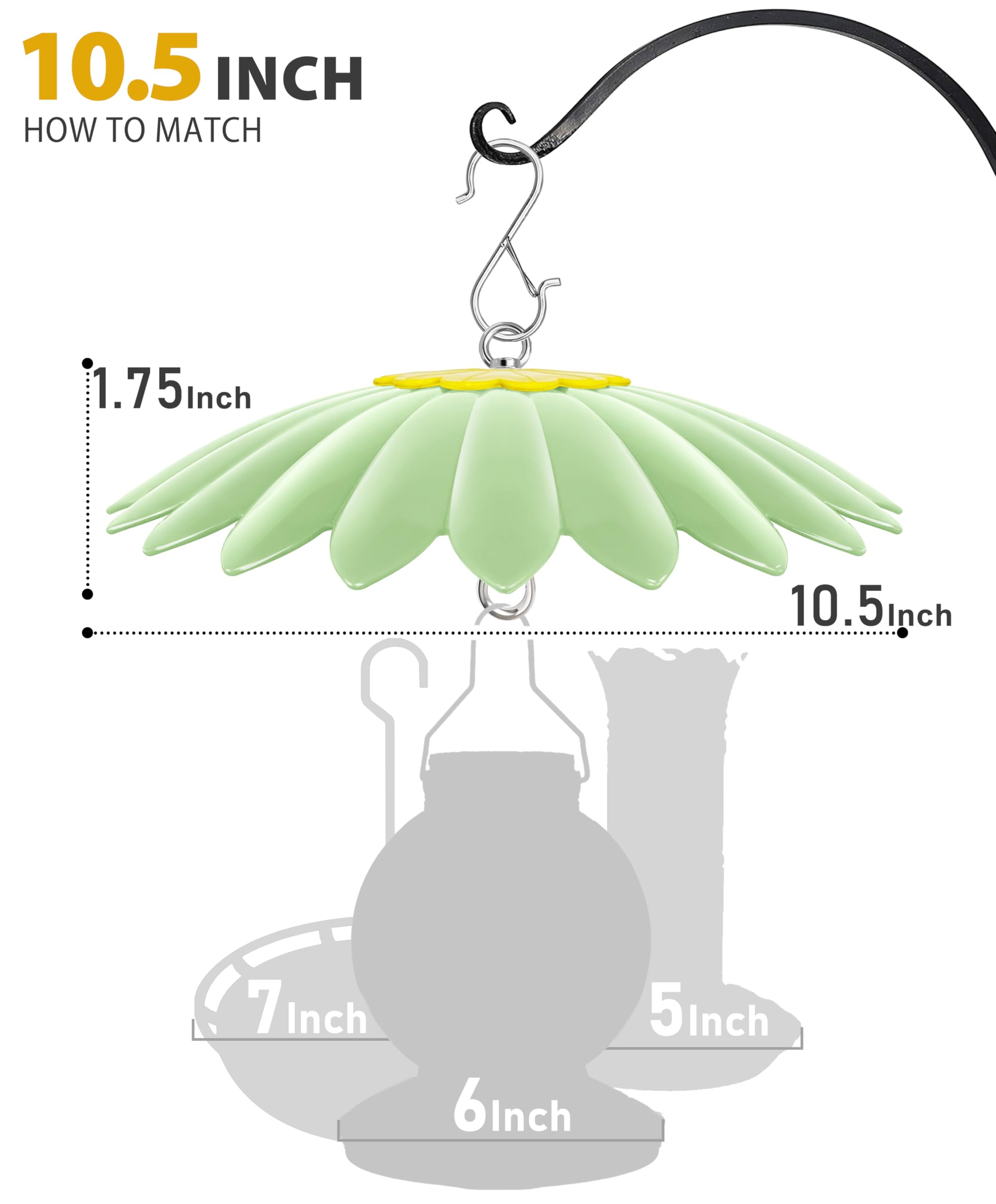 andergi two-pack of hummingbird feeder shade dome covers in light green