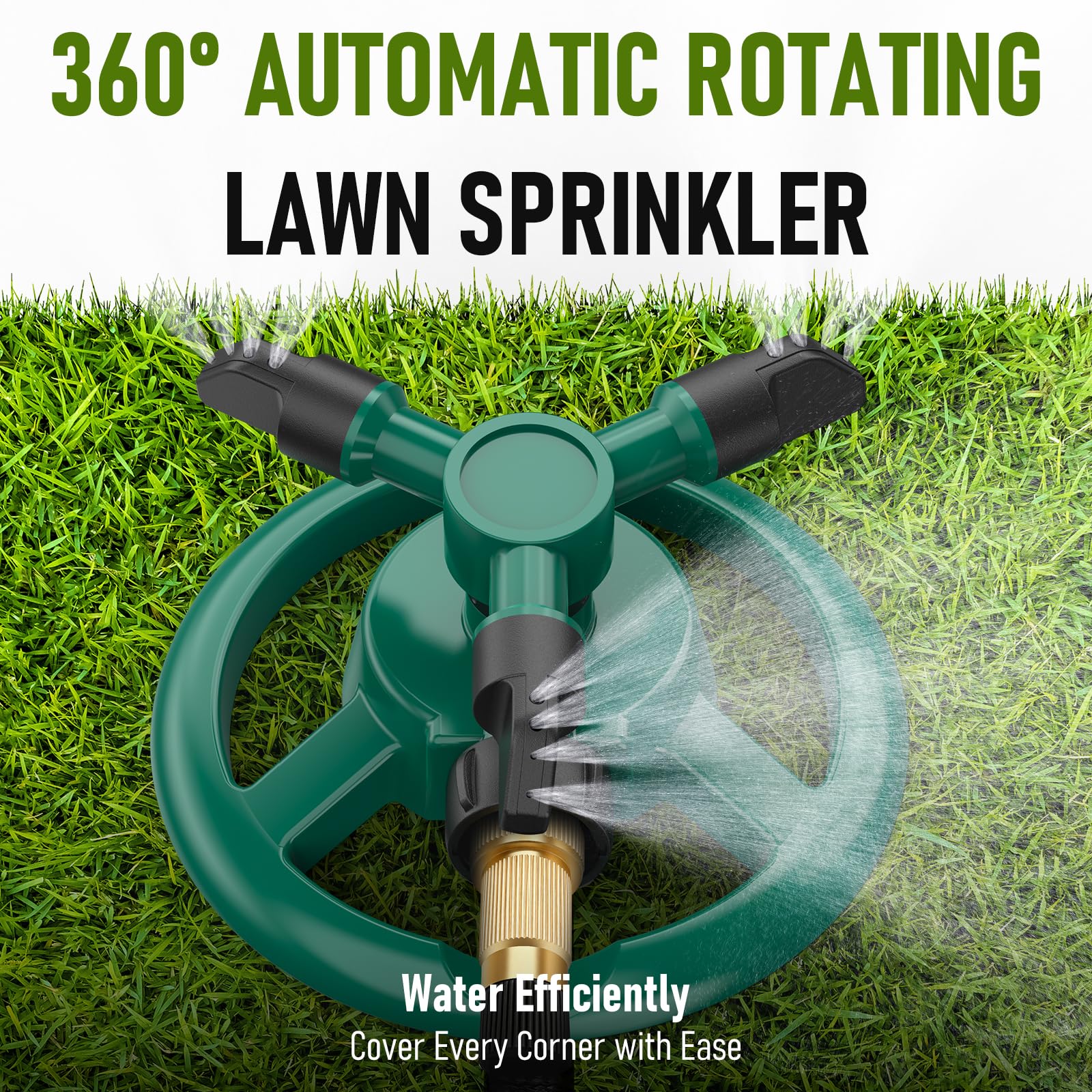 ANDVANA lawn sprinkler connected to a garden hose