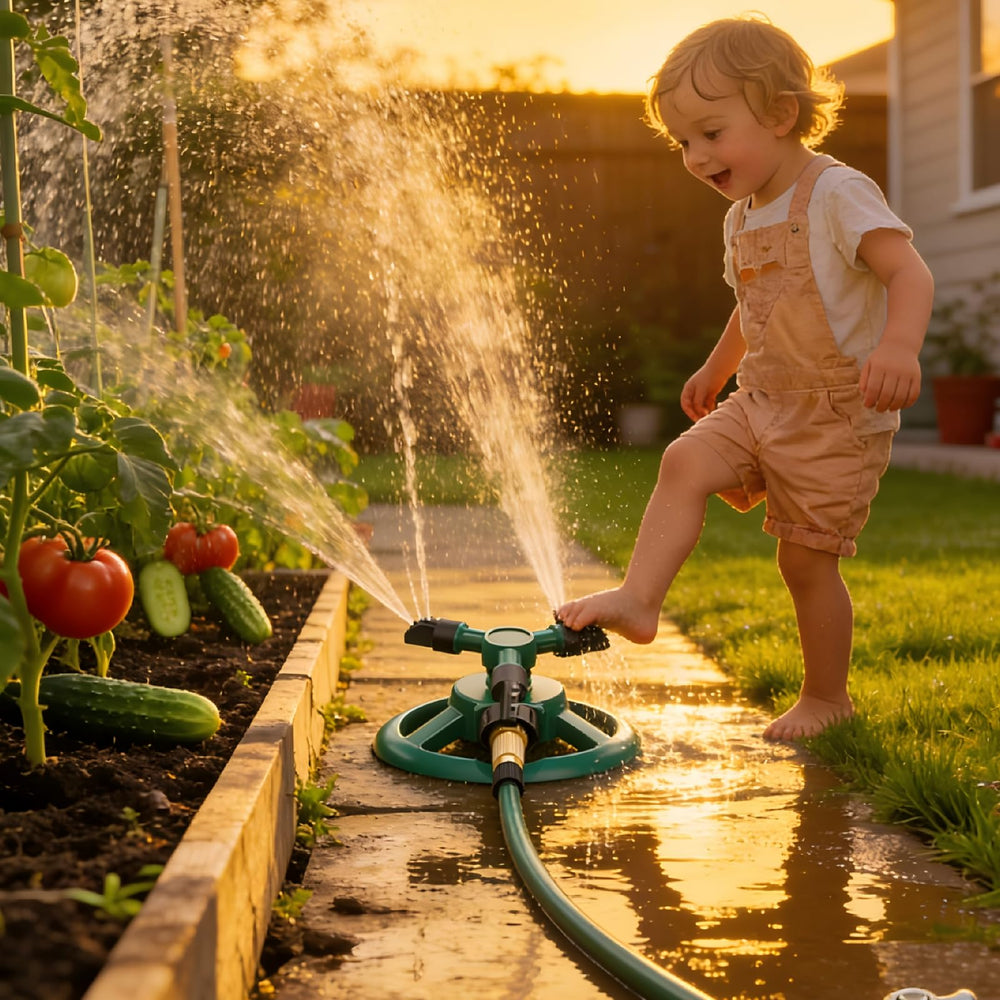 ANDVANA lawn sprinkler in use during evening watering