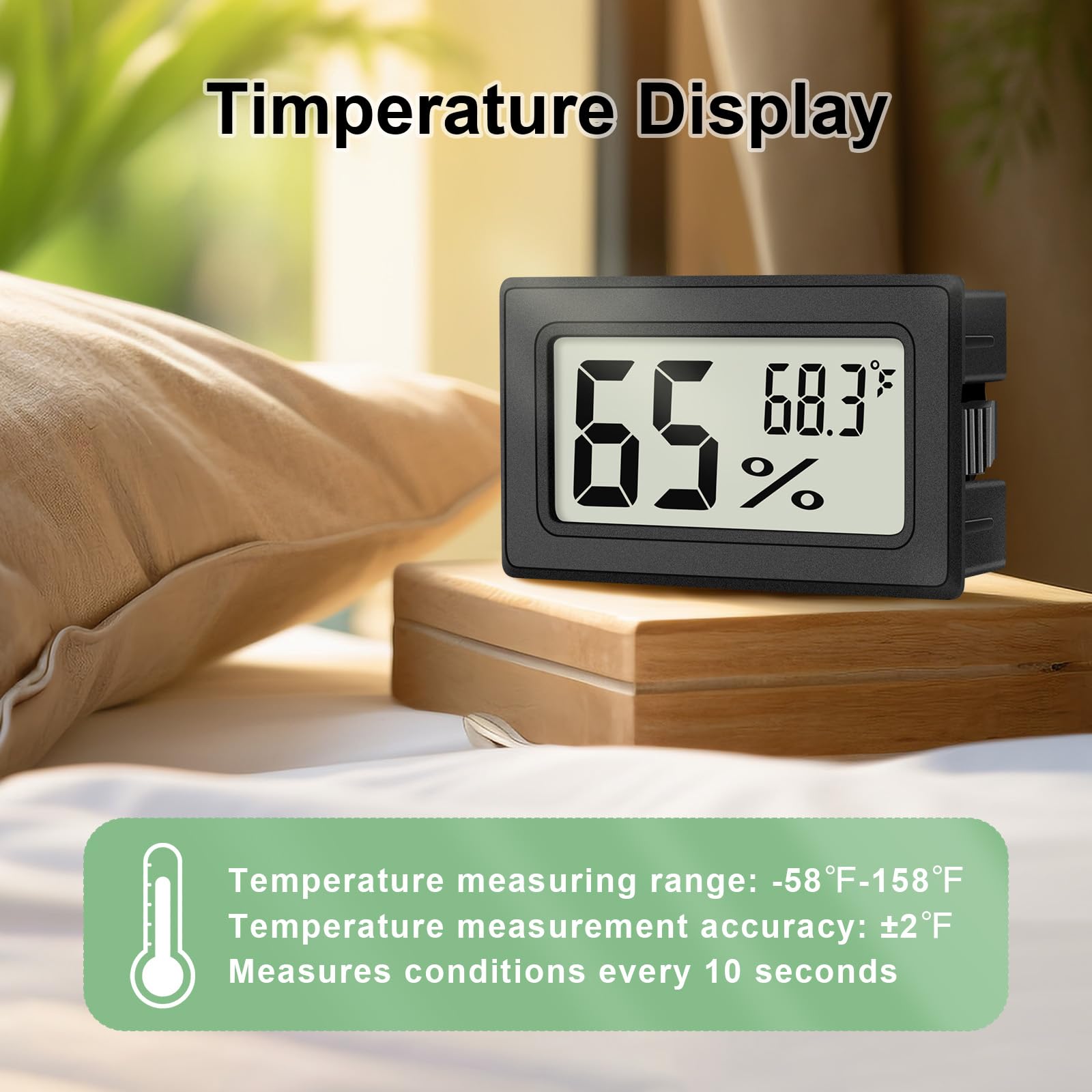 ANFBYOH Mini Hygrometer Indoor Humidity Meter display with readings