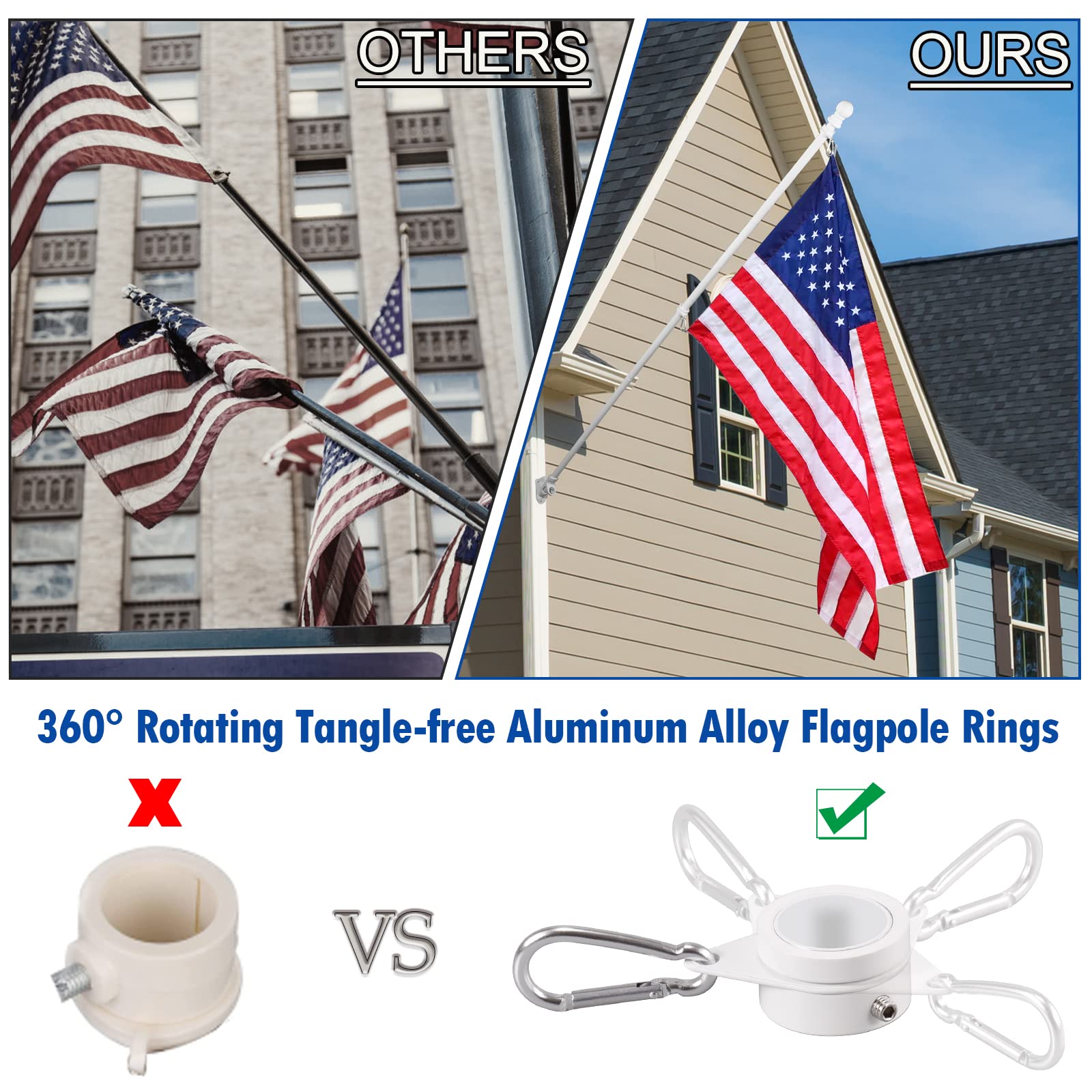 Angle view of BONWIN 6FT flag pole holder