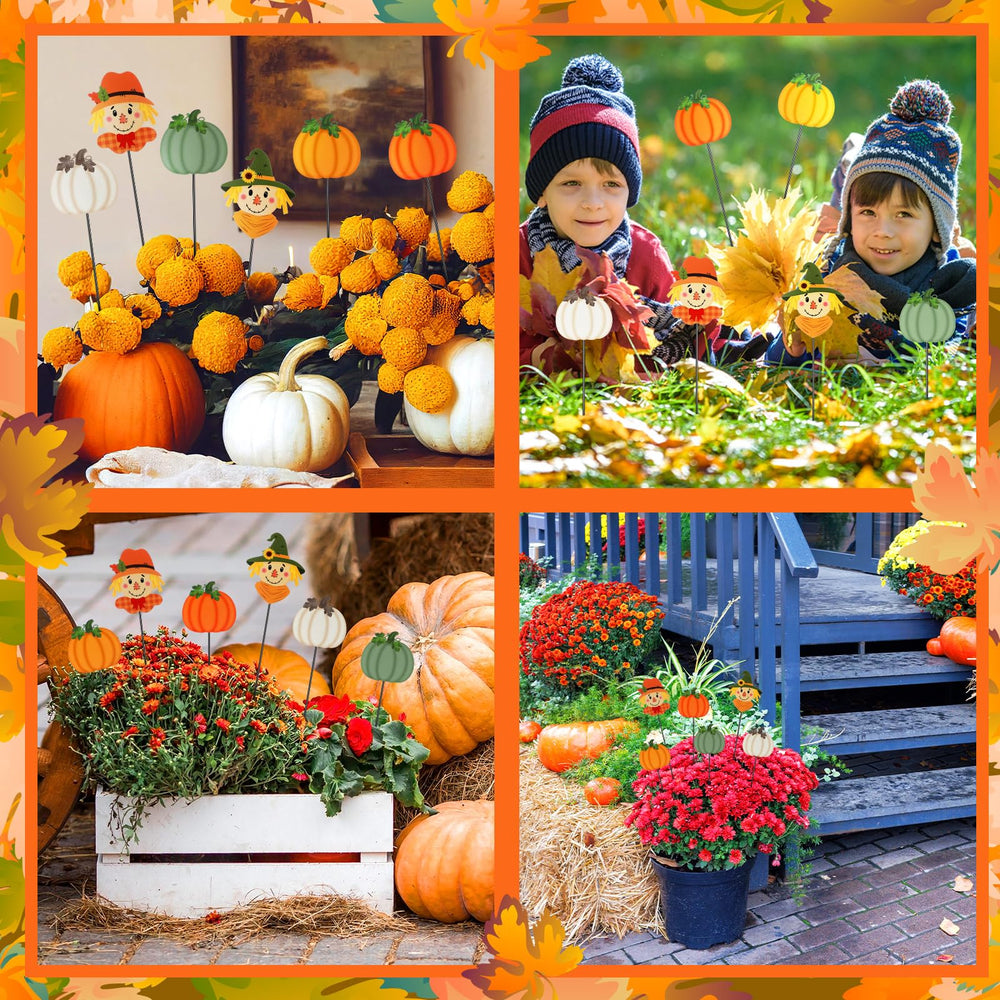 Anglechic fall yard stakes in various colours: orange, white, green