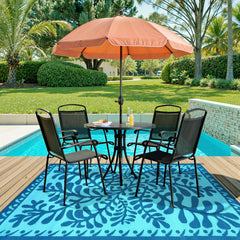 Anidaroel Outdoor Area Rug 6' x 9' Blue Waterweed side view