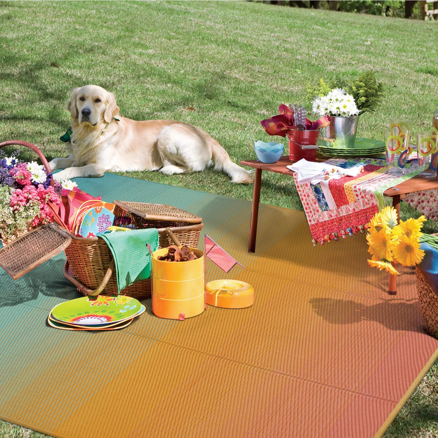 Anidaroel Outdoor Rug on a beach setting