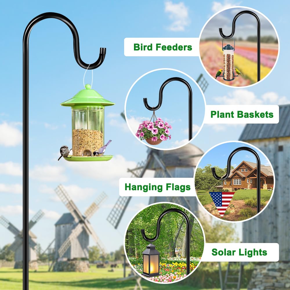 ANIDEER shepherd's hook holding bird feeders