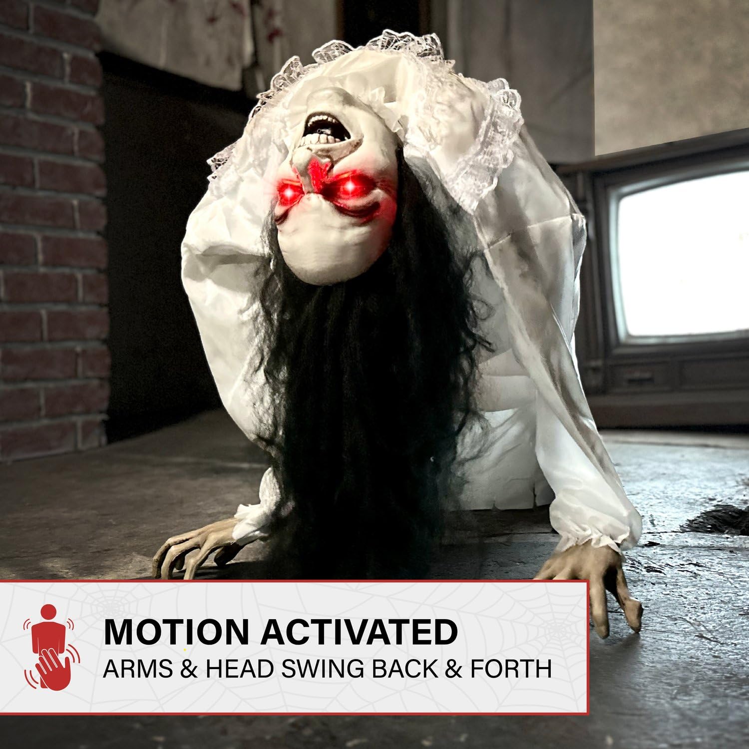 Animated arms and head of the possessed woman in motion