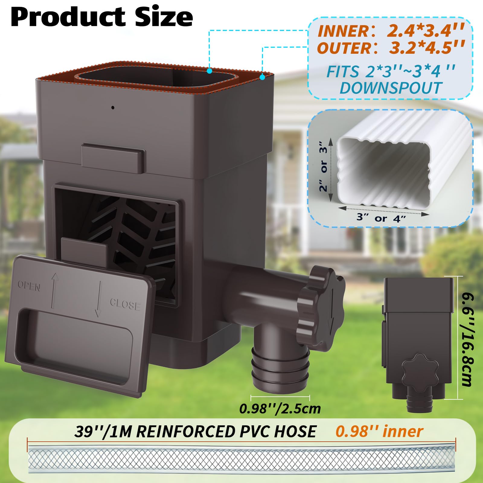 Anivia Rain Barrel Diverter Kit components including hose and screws