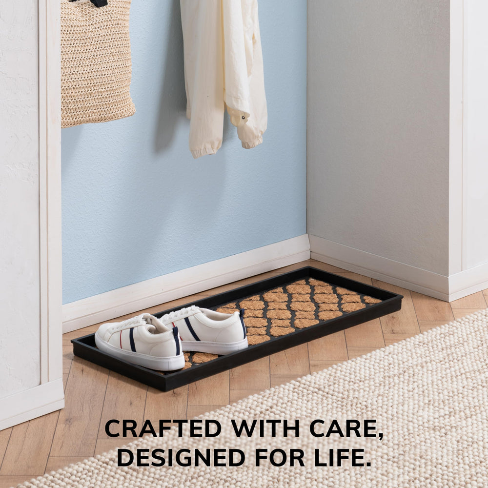 Anji Mountain Boot Storage Mat in an entryway setting