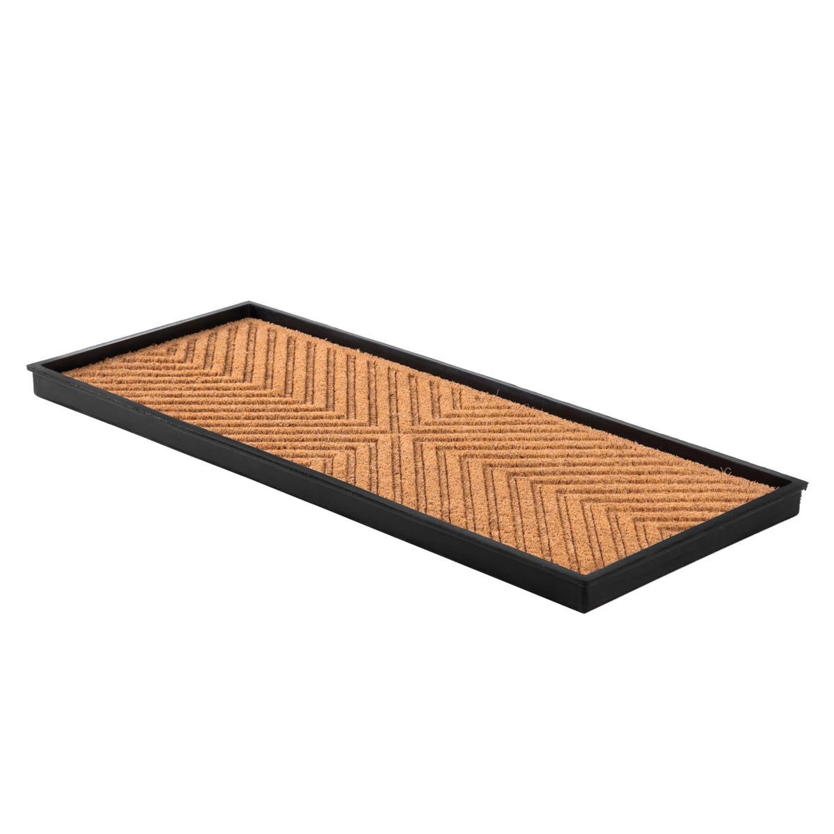 Anji Mountain Heavy Duty Rubber Boot Tray front view with coir insert