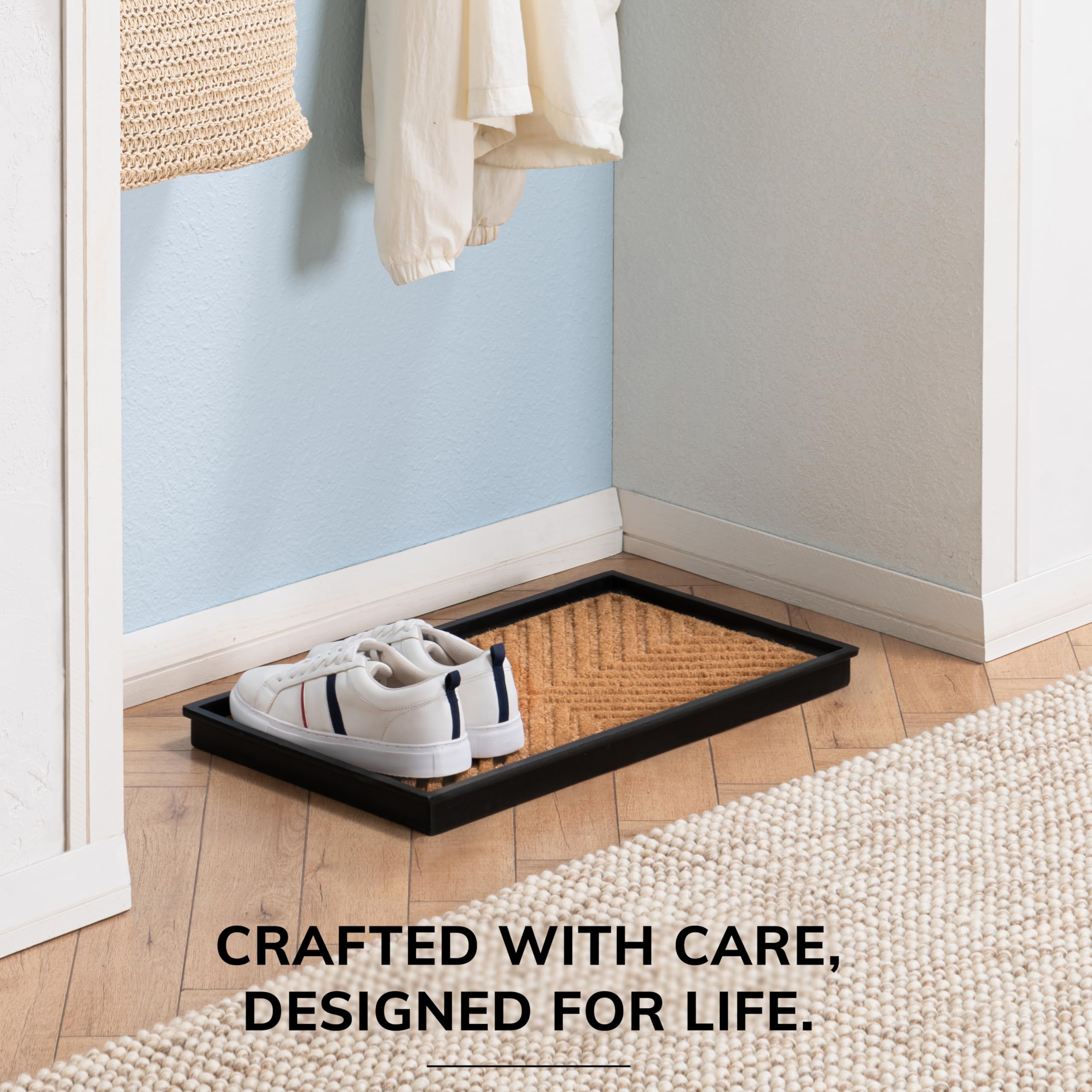 Anji Mountain Rubber Boot Tray displaying coir insert texture