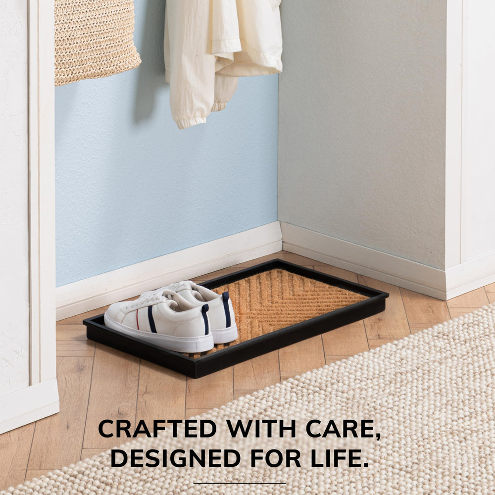 Anji Mountain Rubber Boot Tray displaying coir insert texture