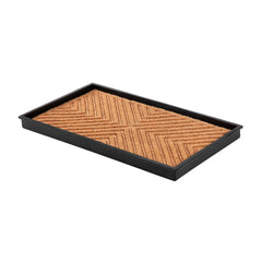 Anji Mountain Rubber Boot Tray front view with tan coir insert