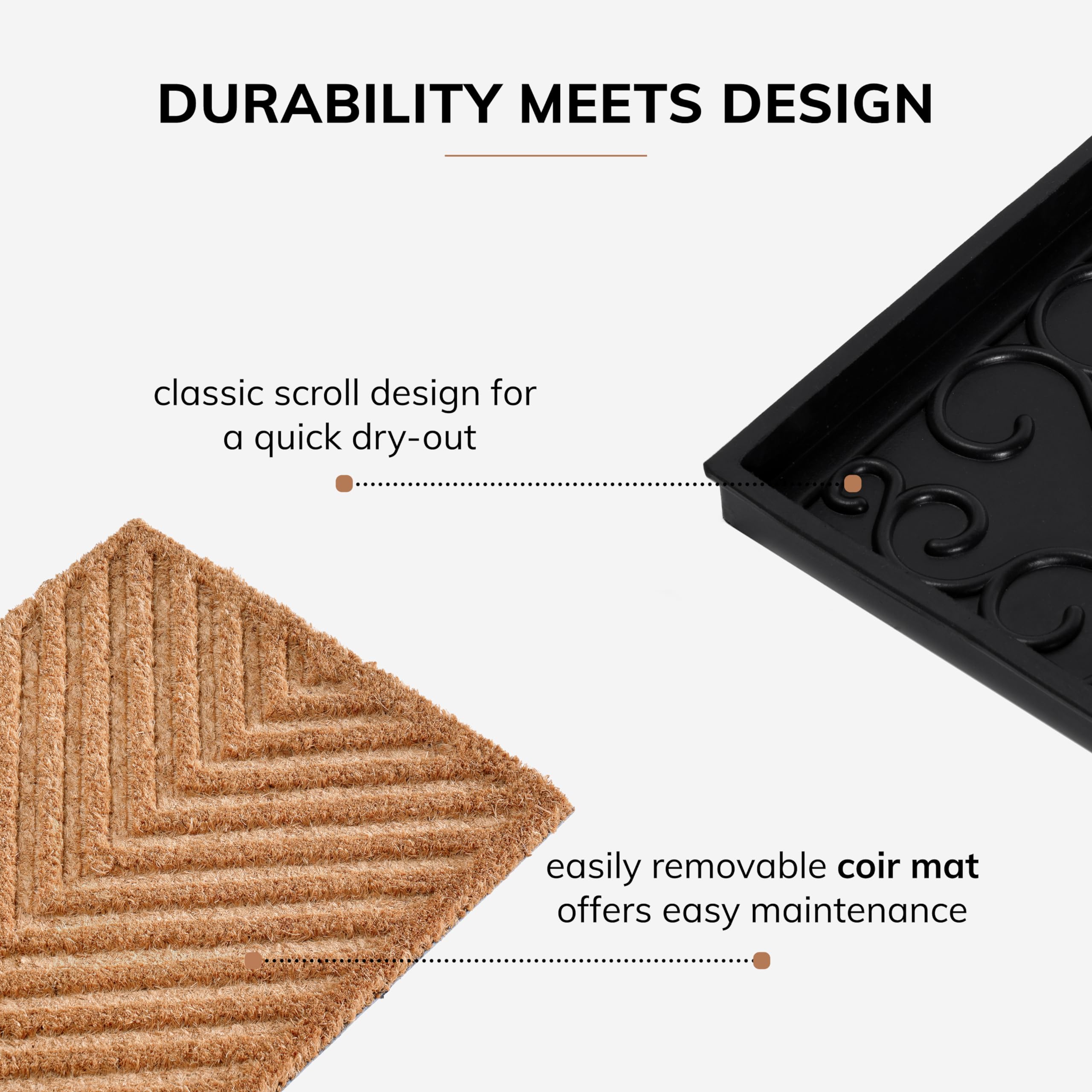 Anji Mountain Rubber Boot Tray side view with coir texture