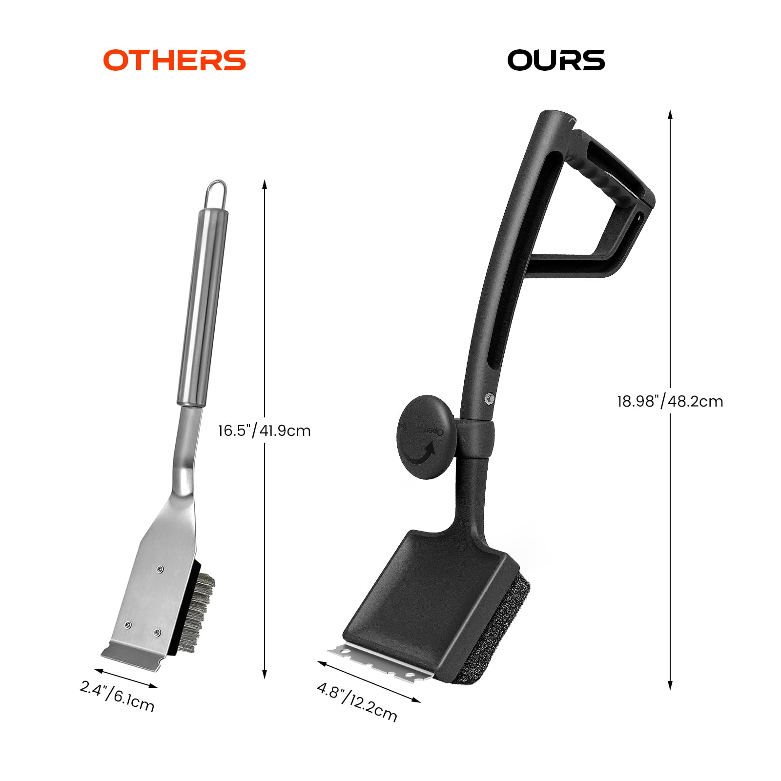 ANJUKE Grill Brush in use on a BBQ grill