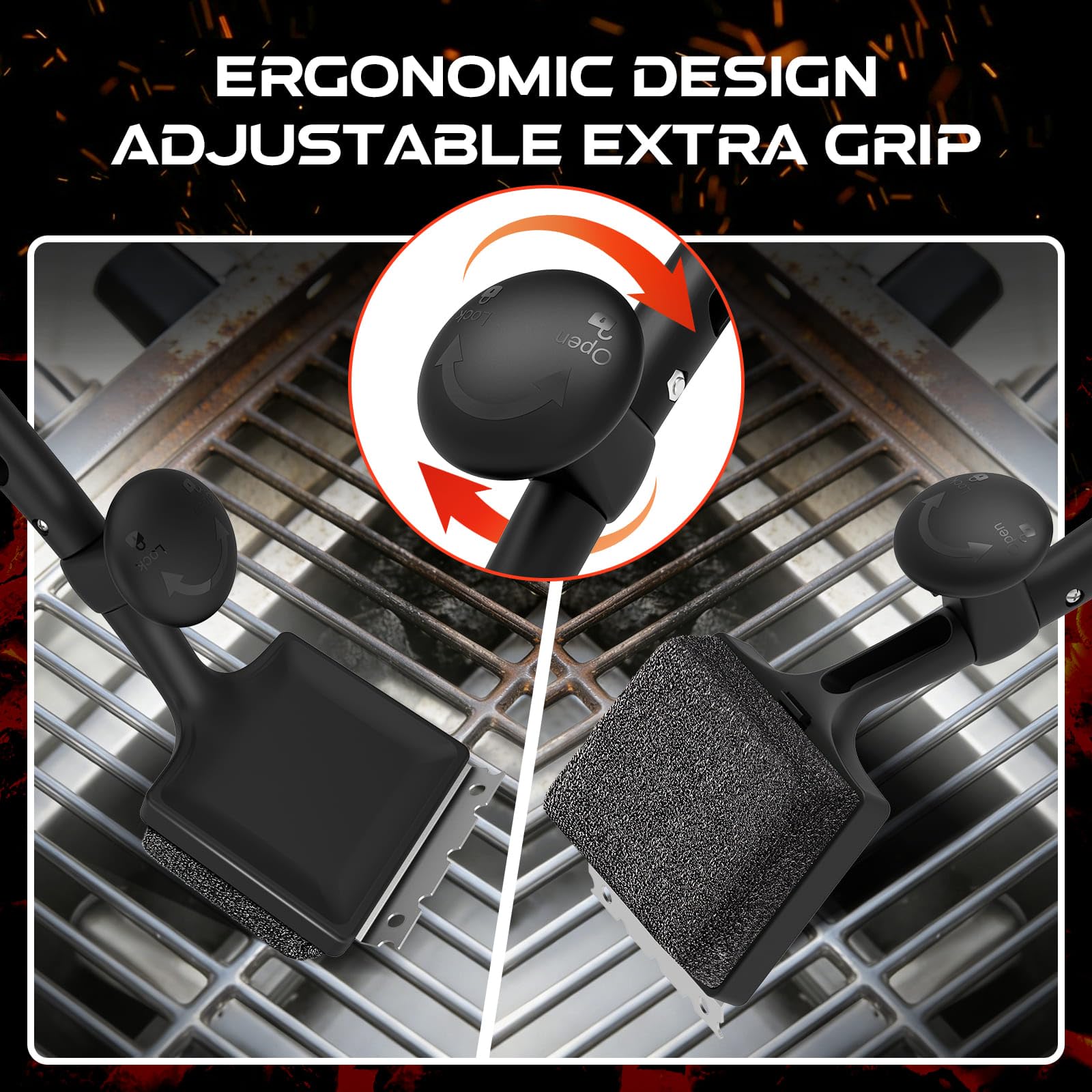 ANJUKE Grill Brush side view showing handle design