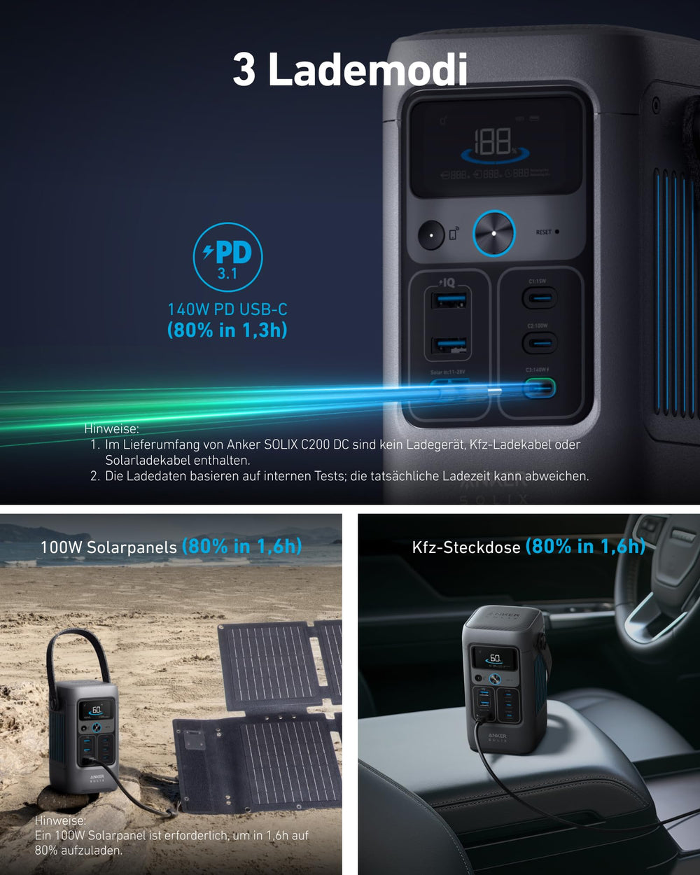 Anker SOLIX C200 detailed view of control panel