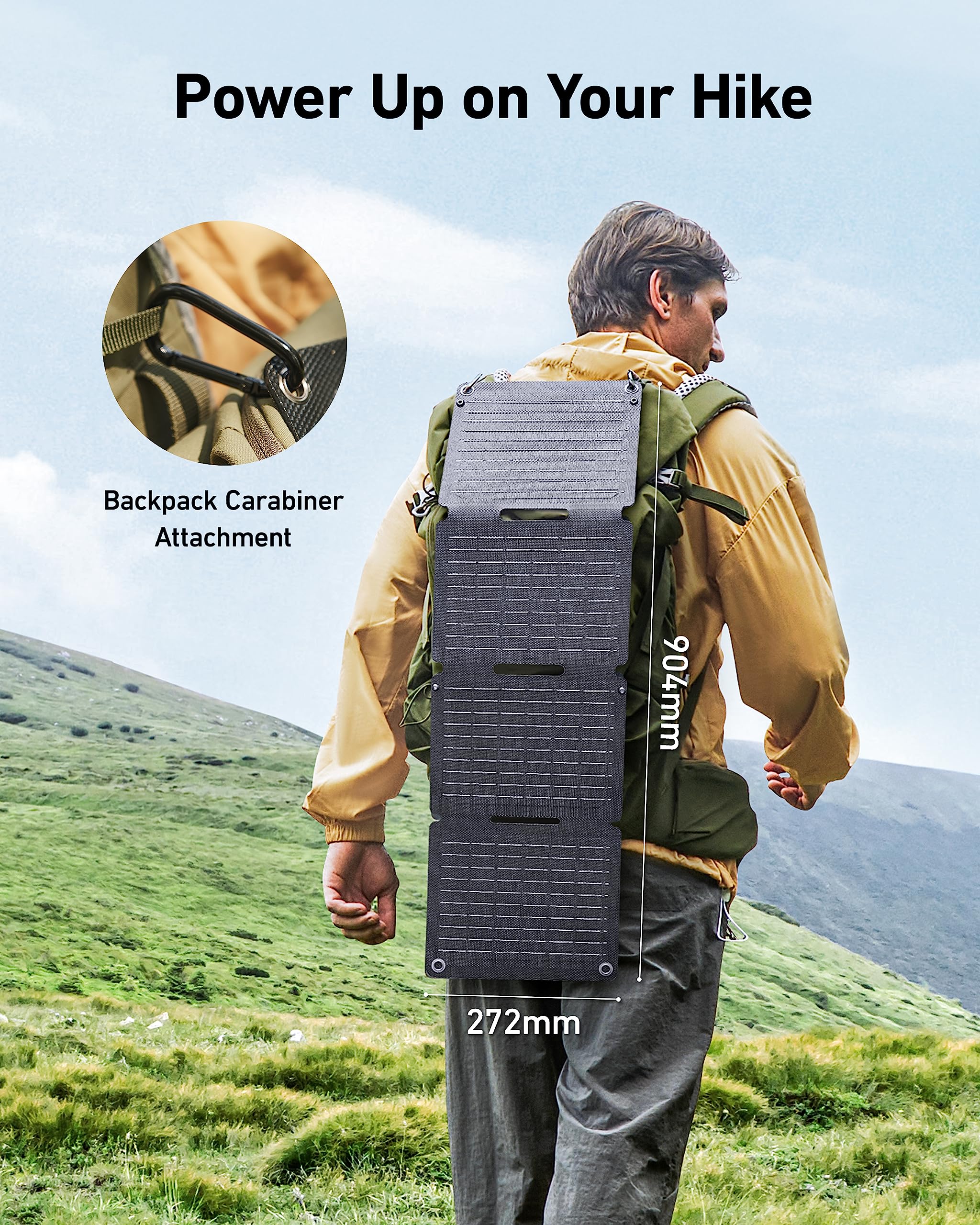 Anker SOLIX PS30 Portable Solar Panel dimensions displayed