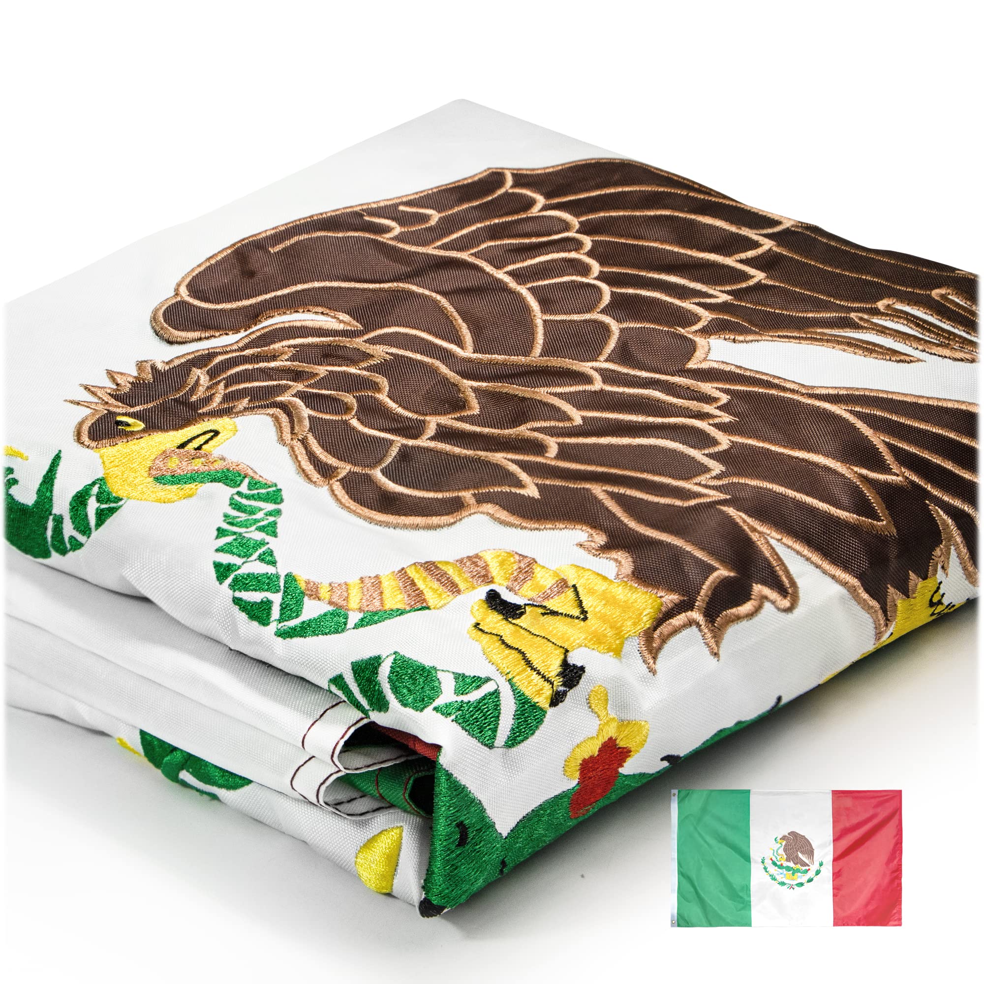 Anley 3x5 Ft Mexico Flag front view with embroidered details