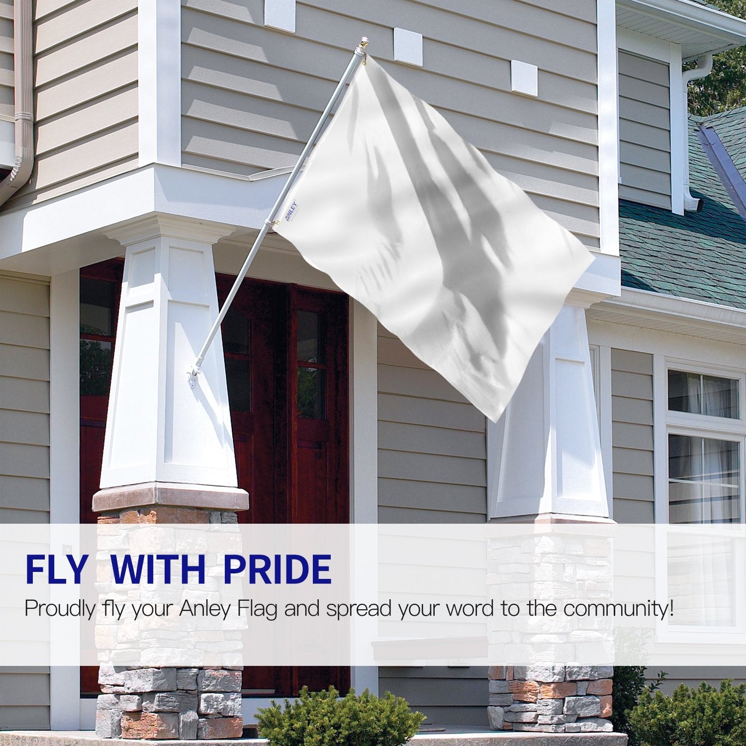 Anley 3x5 ft solid white flag with brass grommet