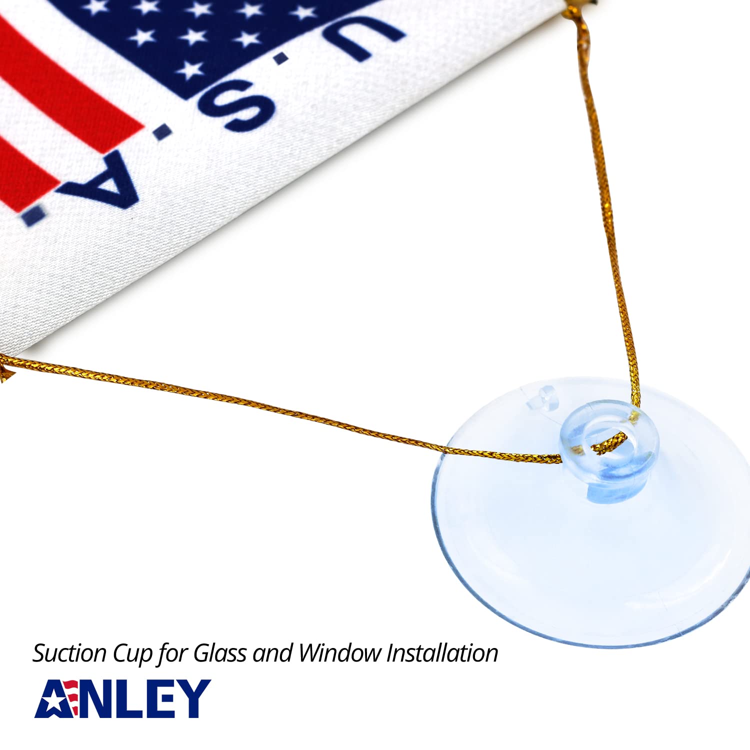 Anley 4 X 6 Inch American Fringy Flag displayed in home window
