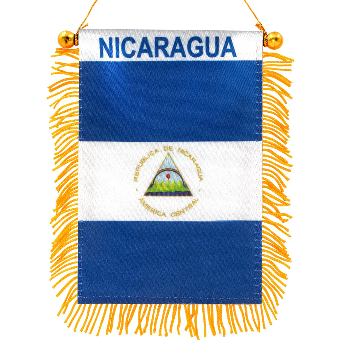 Anley 4 X 6 Inch Nicaragua Fringy Hanging Flag front view