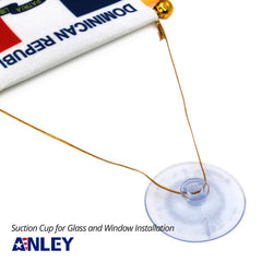 Anley 4x6 inch Dominican flag displayed on window