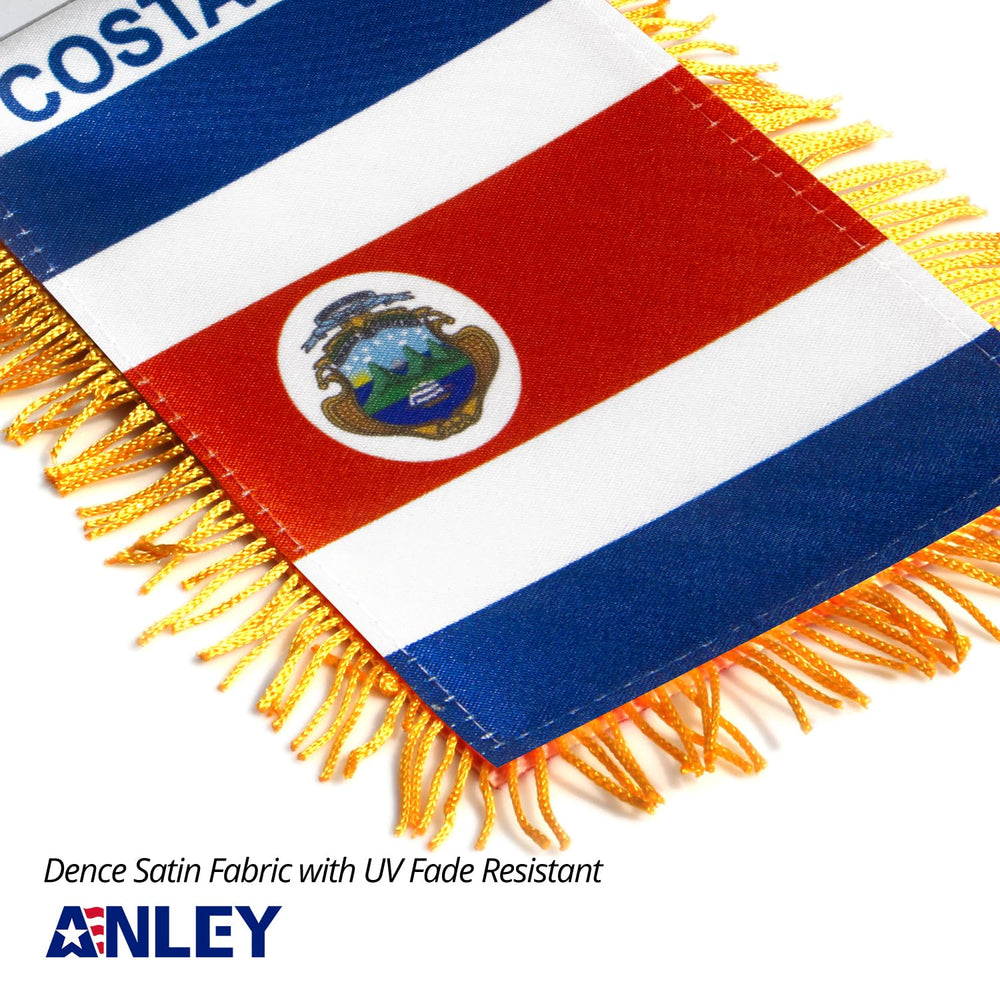 Anley Costa Rica Flag displayed in a car rearview mirror
