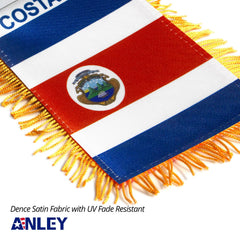 Anley Costa Rica Flag displayed in a car rearview mirror