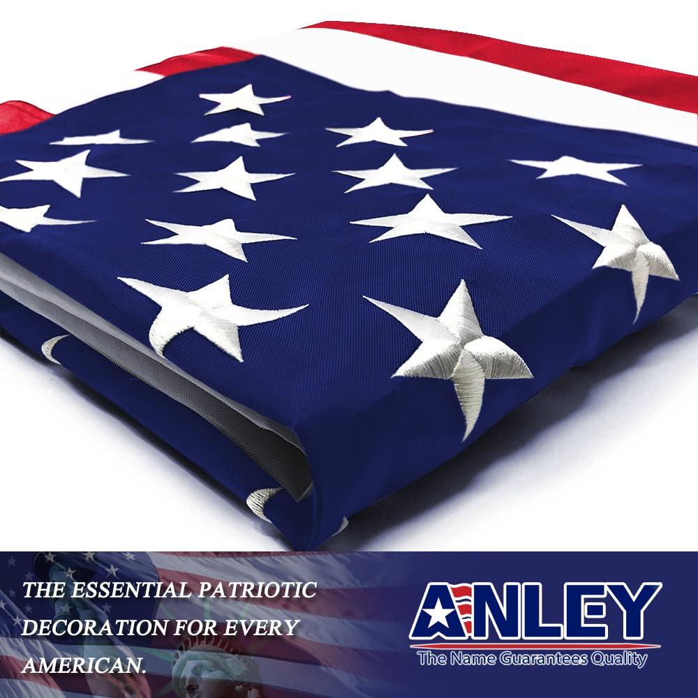 Anley EverStrong American Flag 6x10 Ft displayed outdoors in windy conditions
