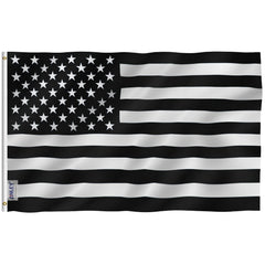 Anley Fly Breeze 3x5 Ft Black and White American Flag front view
