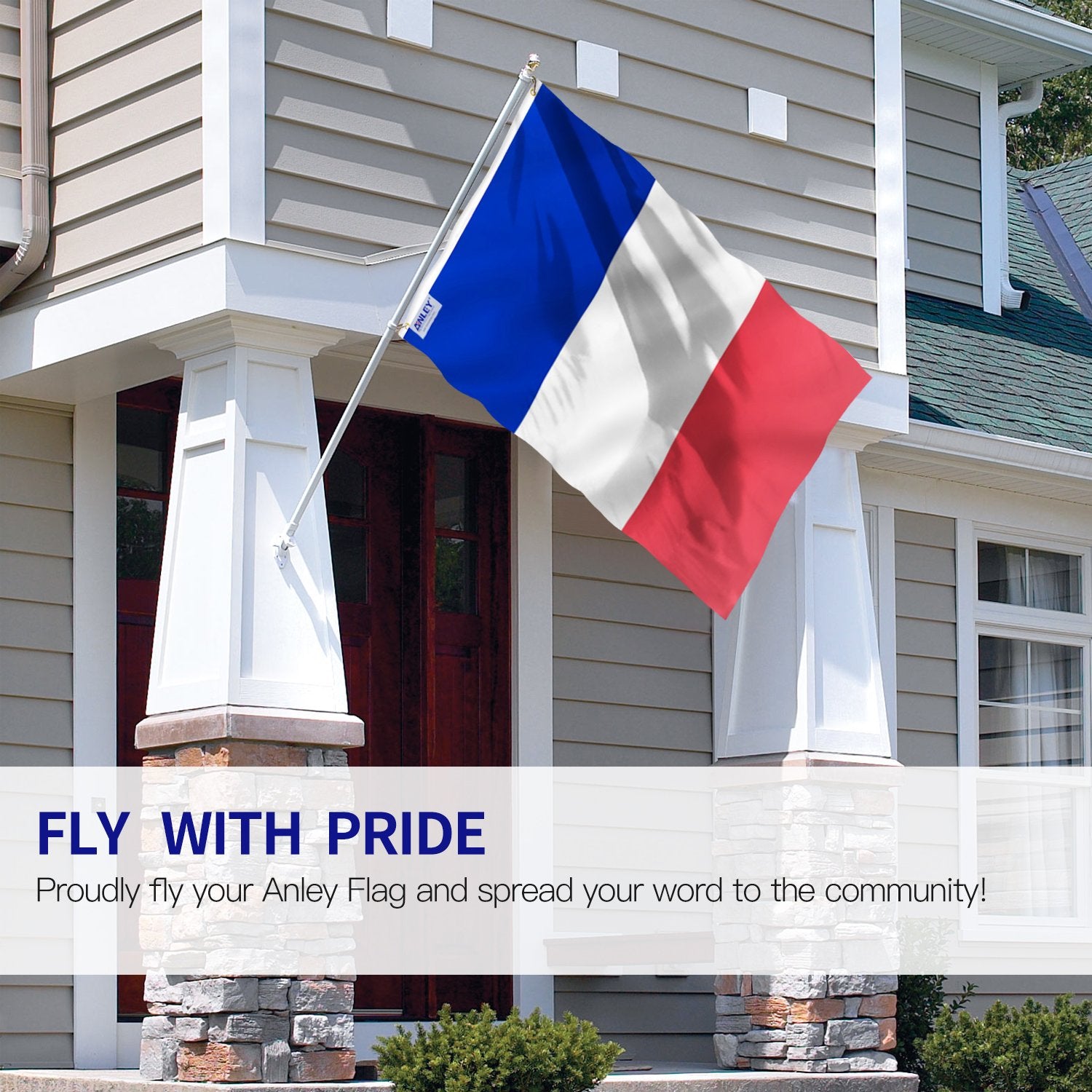 Anley France Flag with brass grommets close-up