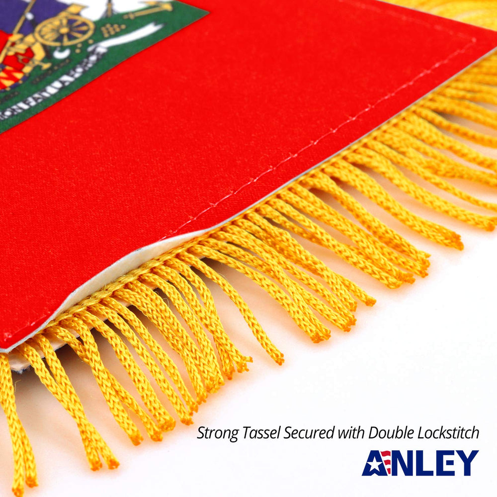 Anley Haiti Fringy Window Hanging Flag mounted on a rearview mirror